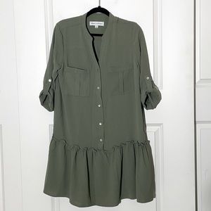 Emma & Michelle Olive Drop Waist Dress Large